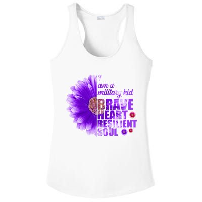 I Am A Military Child Brave Heart Resilient Soul Sunflower Ladies PosiCharge Competitor Racerback Tank