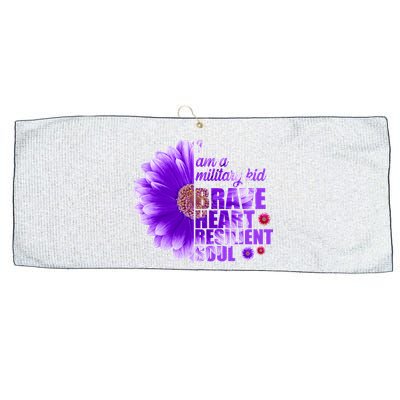 I Am A Military Child Brave Heart Resilient Soul Sunflower Large Microfiber Waffle Golf Towel