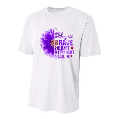 I Am A Military Child Brave Heart Resilient Soul Sunflower Youth Performance Sprint T-Shirt