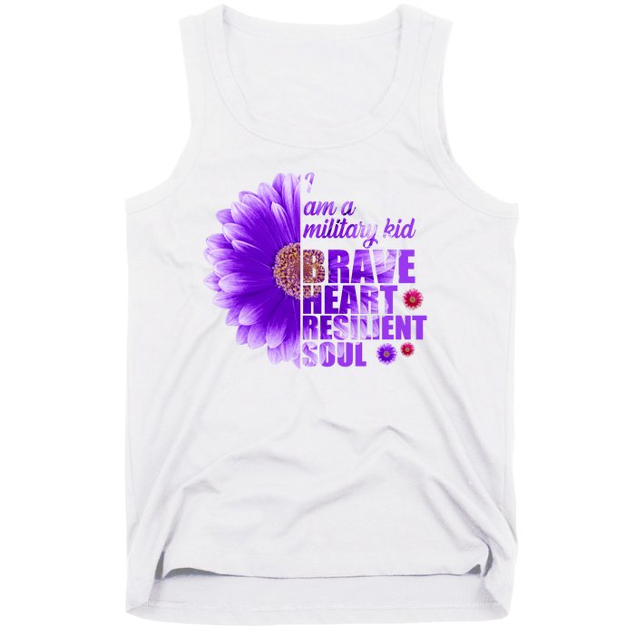 I Am A Military Child Brave Heart Resilient Soul Sunflower Tank Top