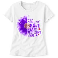 I Am A Military Child Brave Heart Resilient Soul Sunflower Womens T-Shirt