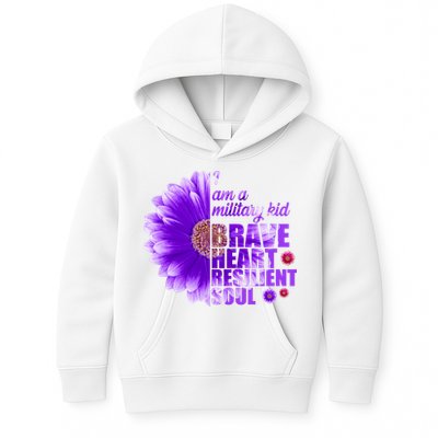 I Am A Military Child Brave Heart Resilient Soul Sunflower Kids Hoodie