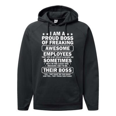 I Am A Proud Boss Of Freaking Awesome Employees Performance Fleece Hoodie