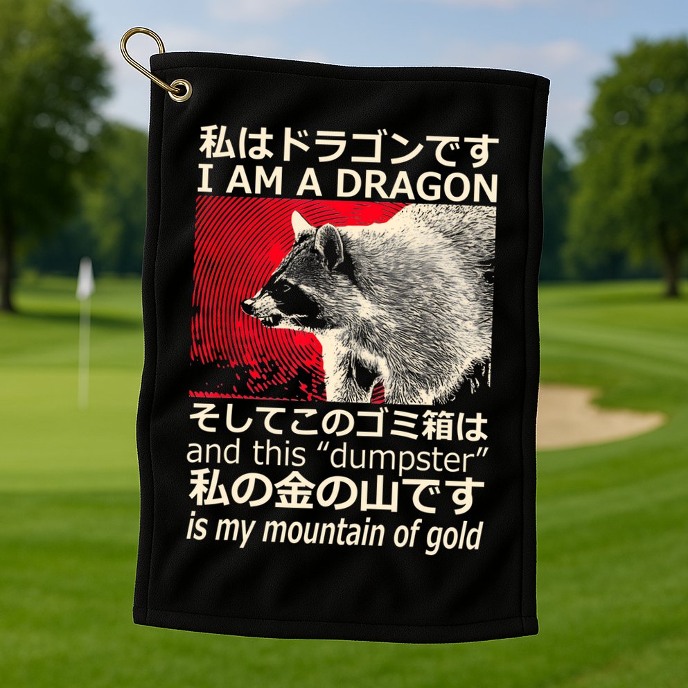 I Am A Dragon And This Dumpster Is My Mountain Of Gold Golf Towel