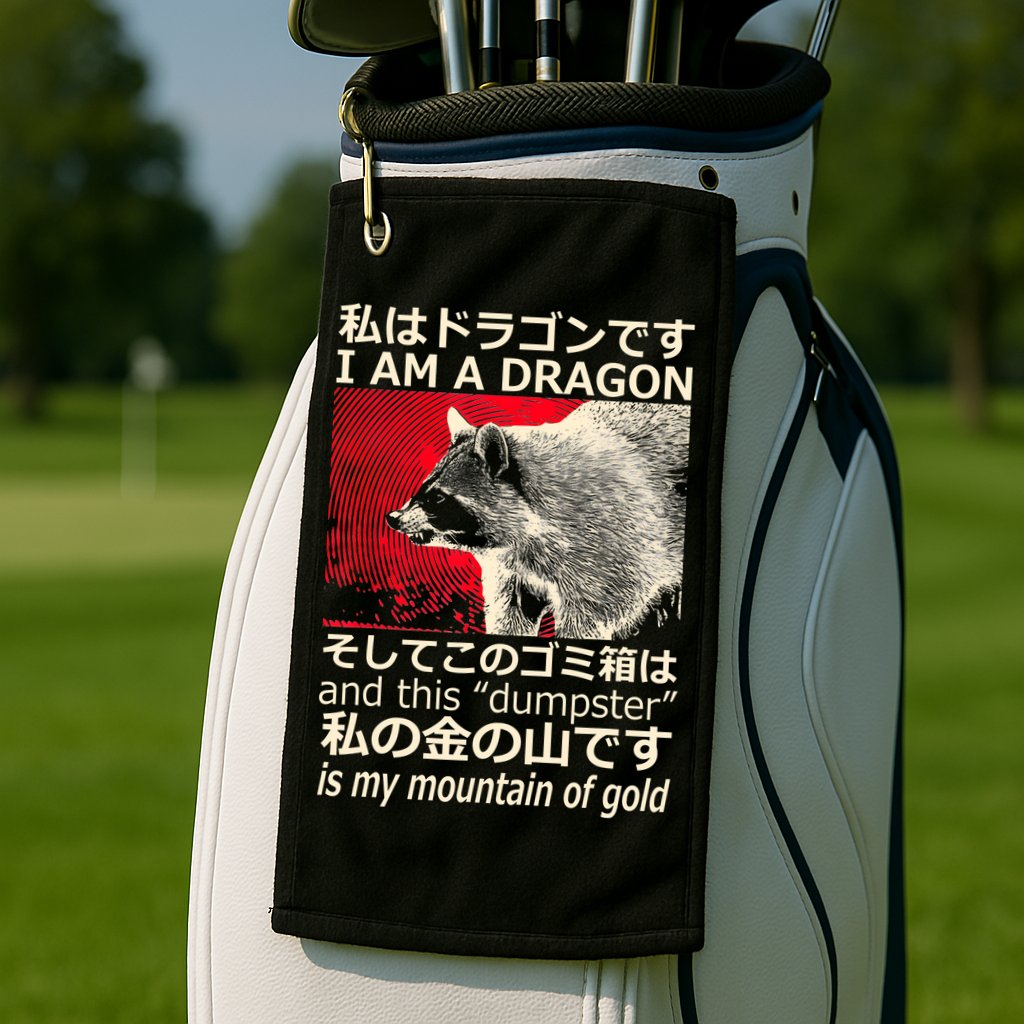 I Am A Dragon And This Dumpster Is My Mountain Of Gold Golf Towel