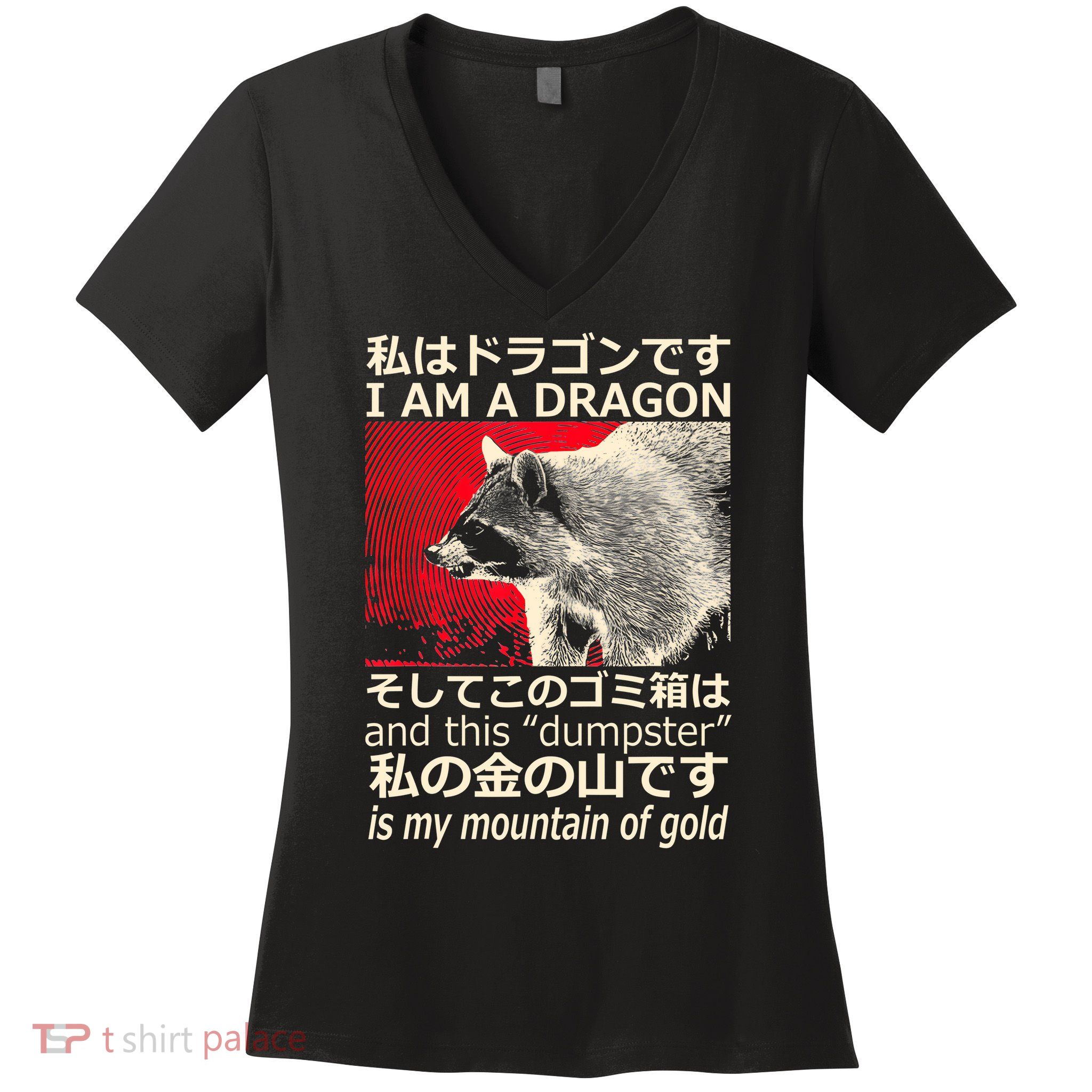 I Am A Dragon And This Dumpster Is My Mountain Of Gold Women's V-Neck T-Shirt