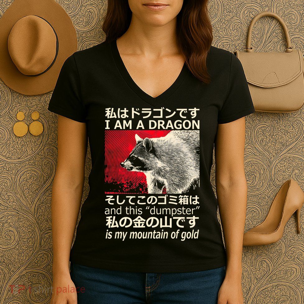 I Am A Dragon And This Dumpster Is My Mountain Of Gold Women's V-Neck T-Shirt