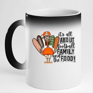 Its All About Football Family And The Food! Turkey Football Gift 11oz Black Color Changing Mug