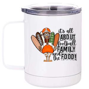 Its All About Football Family And The Food! Turkey Football Gift 12 oz Stainless Steel Tumbler Cup