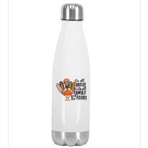 Its All About Football Family And The Food! Turkey Football Gift Stainless Steel Insulated Water Bottle