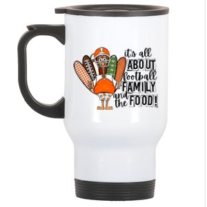 Its All About Football Family And The Food! Turkey Football Gift Stainless Steel Travel Mug