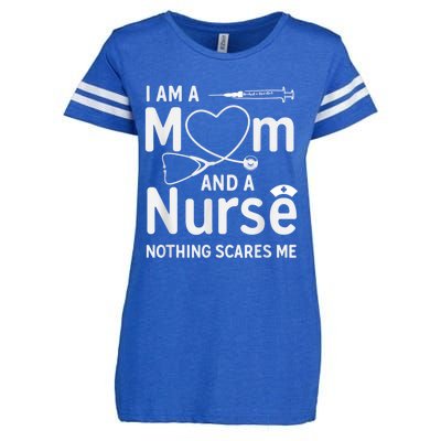 I Am A Mom And A Nurse Nothing Scares Me Mom Nurse Enza Ladies Jersey Football T-Shirt