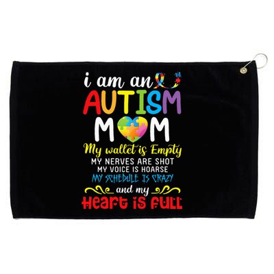 I Am An Autism Mom My Wallet Is Empty And My Heart Is Full Grommeted Golf Towel