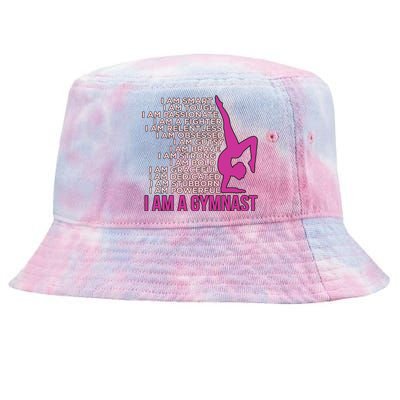 I Am A Gymnast Gymnastics Gymnastic Sports Lover Graphic Gift Tie-Dyed Bucket Hat