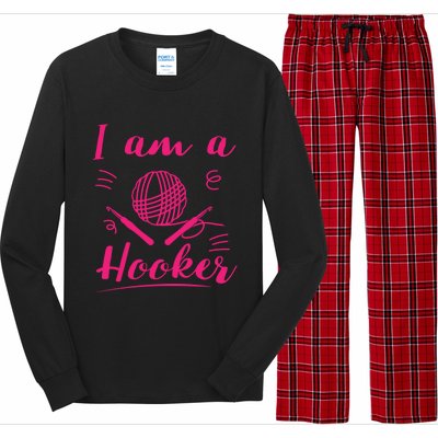 I Am A Hooker Funny Gift Funny Crocheting Crochet Lover Yarn Gift Long Sleeve Pajama Set