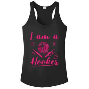 I Am A Hooker Funny Gift Funny Crocheting Crochet Lover Yarn Gift Ladies PosiCharge Competitor Racerback Tank