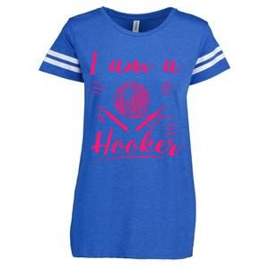 I Am A Hooker Funny Gift Funny Crocheting Crochet Lover Yarn Gift Enza Ladies Jersey Football T-Shirt