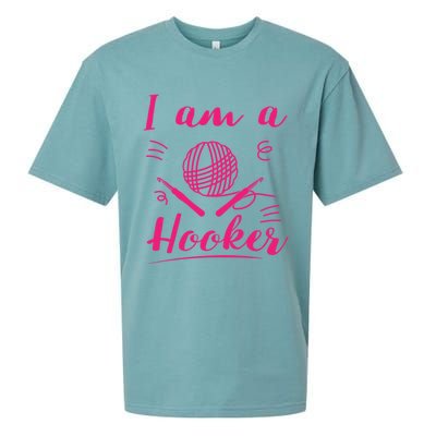 I Am A Hooker Funny Gift Funny Crocheting Crochet Lover Yarn Gift Sueded Cloud Jersey T-Shirt