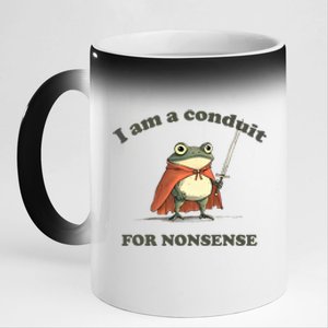 I Am A Conduit For Nonsense Funny Frog 11oz Black Color Changing Mug