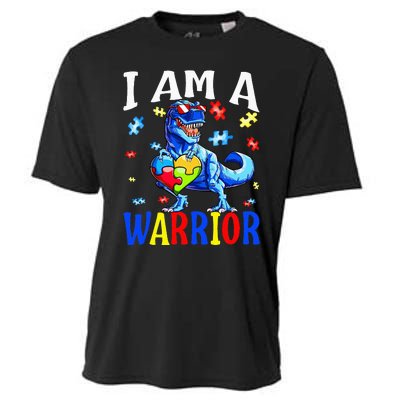 I Am A Warrior Autism Family Dinosaur Autism Awareness Cooling Performance Crew T-Shirt