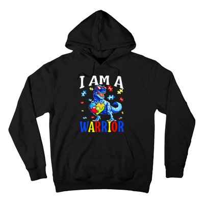 I Am A Warrior Autism Family Dinosaur Autism Awareness Hoodie