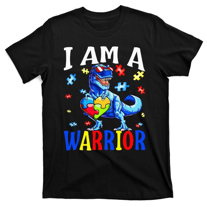 I Am A Warrior Autism Family Dinosaur Autism Awareness T-Shirt