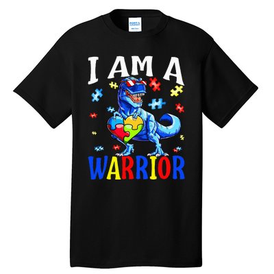 I Am A Warrior Autism Family Dinosaur Autism Awareness Tall T-Shirt