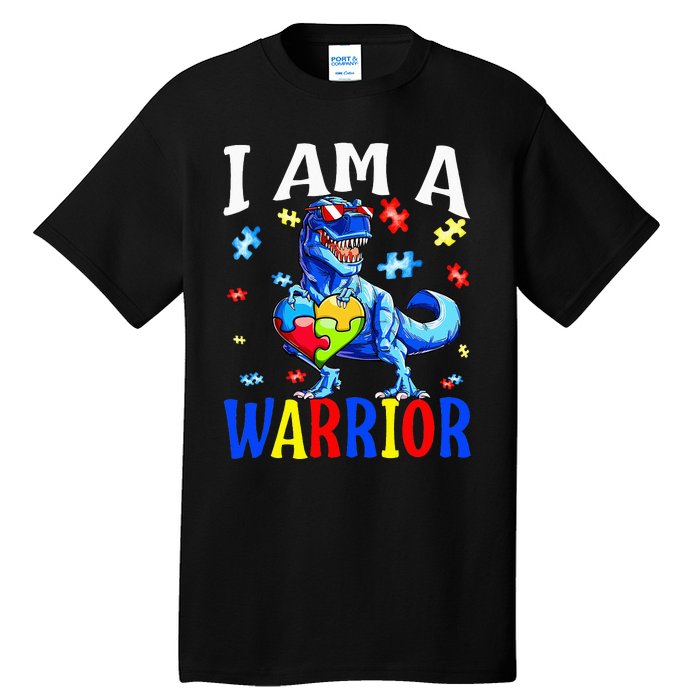 I Am A Warrior Autism Family Dinosaur Autism Awareness Tall T-Shirt