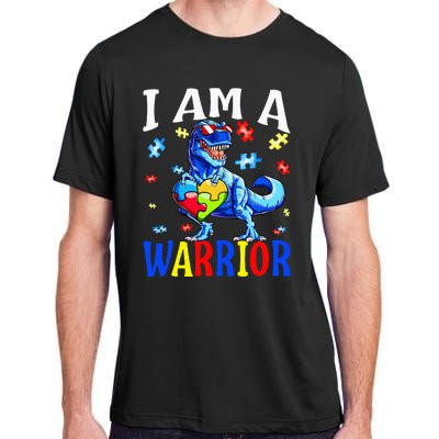 I Am A Warrior Autism Family Dinosaur Autism Awareness Adult ChromaSoft Performance T-Shirt