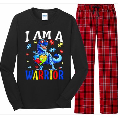 I Am A Warrior Autism Family Dinosaur Autism Awareness Long Sleeve Pajama Set