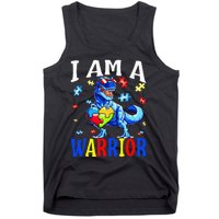 I Am A Warrior Autism Family Dinosaur Autism Awareness Tank Top