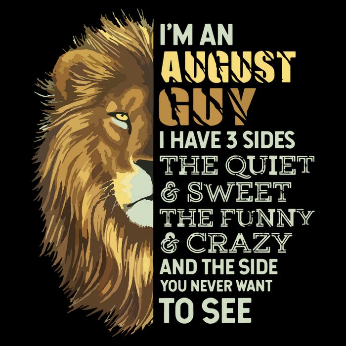 Im An August Guy I Have 3 Sides Lion Leo Birthday Stripe Pom Pom Beanie
