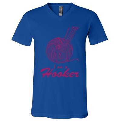 I Am A Hooker Funny Crocheting Crochet Lover Yarn Cool Gift V-Neck T-Shirt