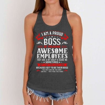 I Am A Proud Boss Of Freaking Awesome Employees Women's Knotted Racerback Tank