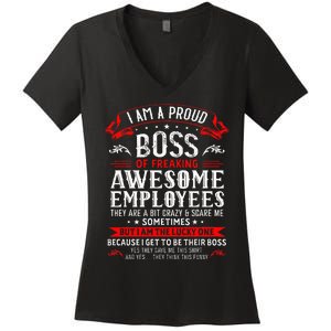 I Am A Proud Boss Of Freaking Awesome Employees Women's V-Neck T-Shirt