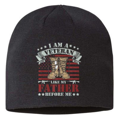 I Am A Veteran Like My Father Before Me American Flag Sustainable Beanie