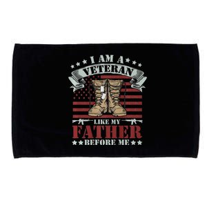 I Am A Veteran Like My Father Before Me American Flag Microfiber Hand Towel