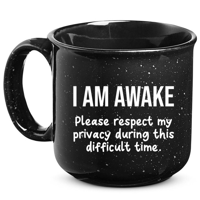 I Am Awake Please Respect My Privacy Funny Sarcastic Ironic 15oz Campfire Ceramic Mug