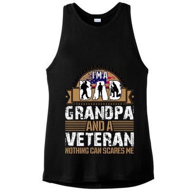 I Am A Dad Grandpa And A Veteran Nothing Can Scares Me Ladies PosiCharge Tri-Blend Wicking Tank