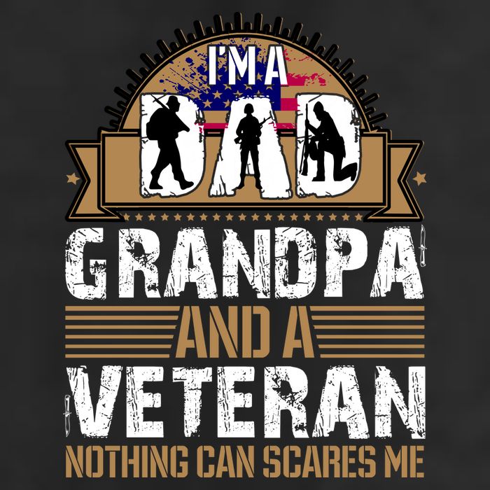 I Am A Dad Grandpa And A Veteran Nothing Can Scares Me Garment-Dyed Fleece Hoodie