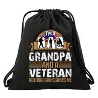 I Am A Dad Grandpa And A Veteran Nothing Can Scares Me Drawstring Bag