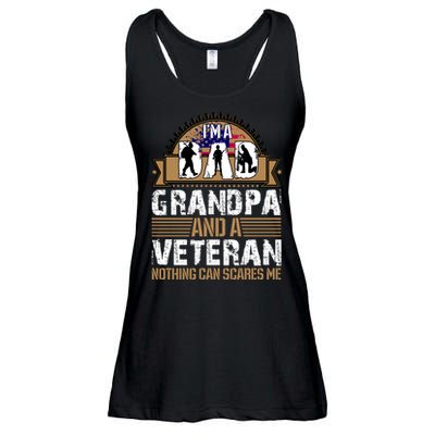 I Am A Dad Grandpa And A Veteran Nothing Can Scares Me Ladies Essential Flowy Tank