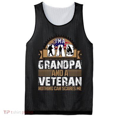 I Am A Dad Grandpa And A Veteran Nothing Can Scares Me Mesh Reversible Basketball Jersey Tank