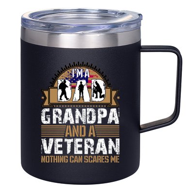 I Am A Dad Grandpa And A Veteran Nothing Can Scares Me 12oz Stainless Steel Coffee Mug