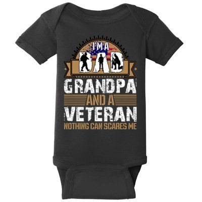 I Am A Dad Grandpa And A Veteran Nothing Can Scares Me Baby Bodysuit