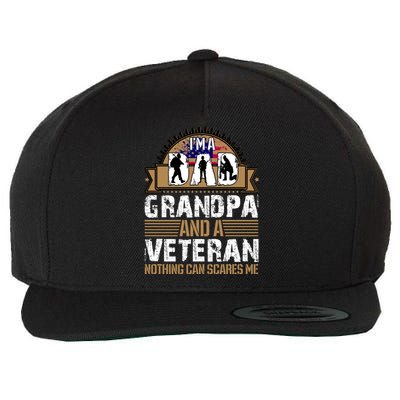 I Am A Dad Grandpa And A Veteran Nothing Can Scares Me Wool Snapback Cap