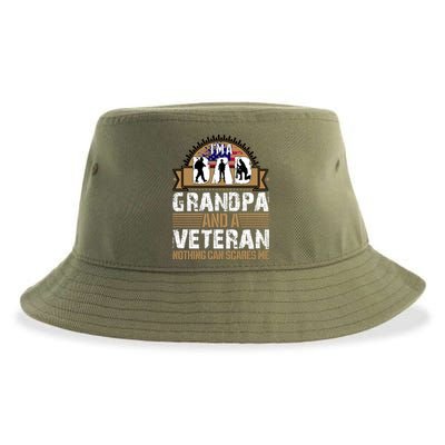 I Am A Dad Grandpa And A Veteran Nothing Can Scares Me Sustainable Bucket Hat