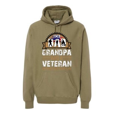 I Am A Dad Grandpa And A Veteran Nothing Can Scares Me Premium Hoodie