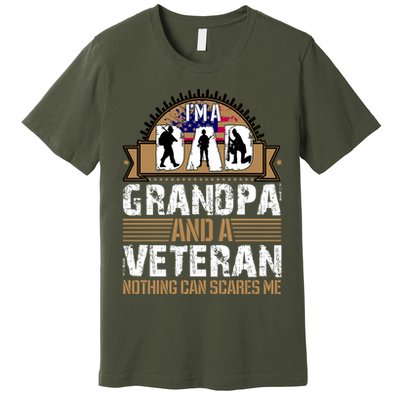I Am A Dad Grandpa And A Veteran Nothing Can Scares Me Premium T-Shirt