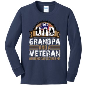 I Am A Dad Grandpa And A Veteran Nothing Can Scares Me Kids Long Sleeve Shirt